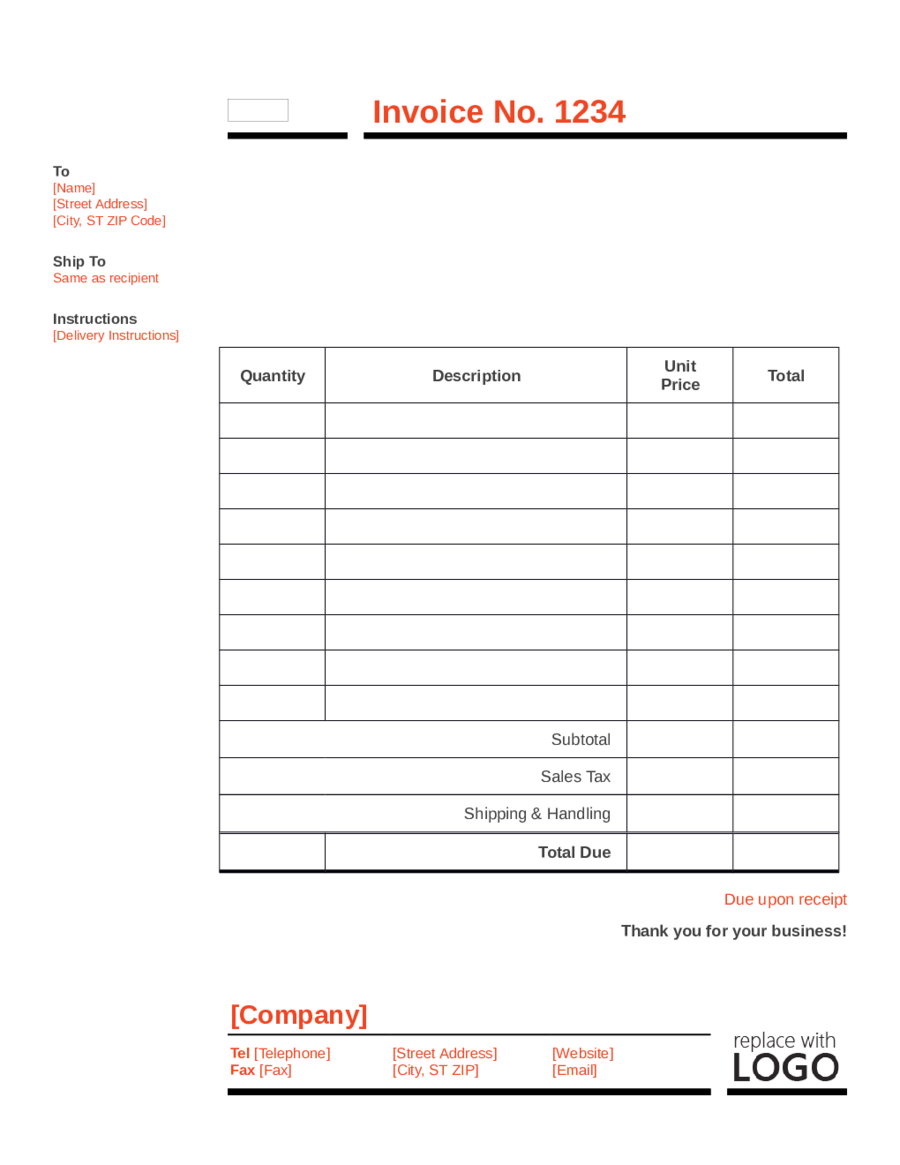 2021 Invoice Template Fillable Printable Pdf Forms Handypdf