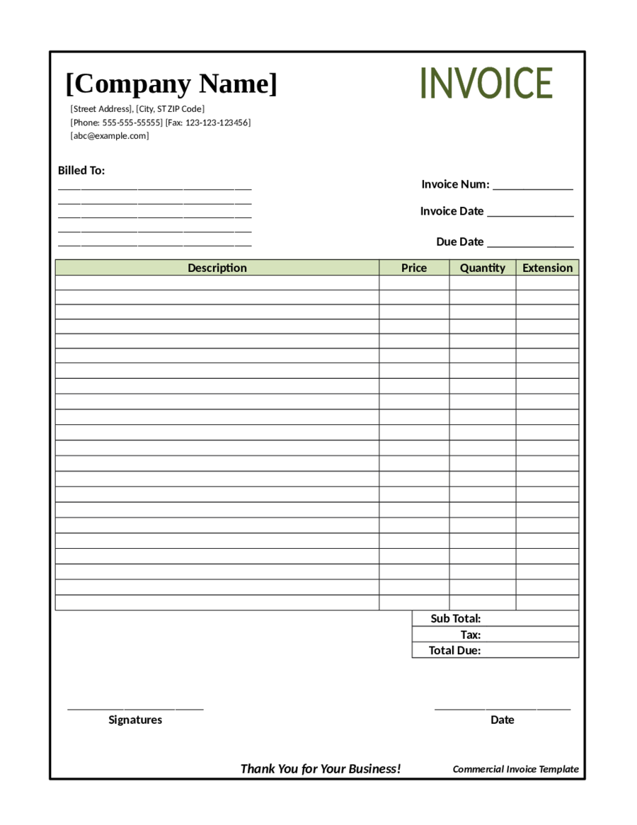 2022 invoice template fillable printable pdf forms handypdf