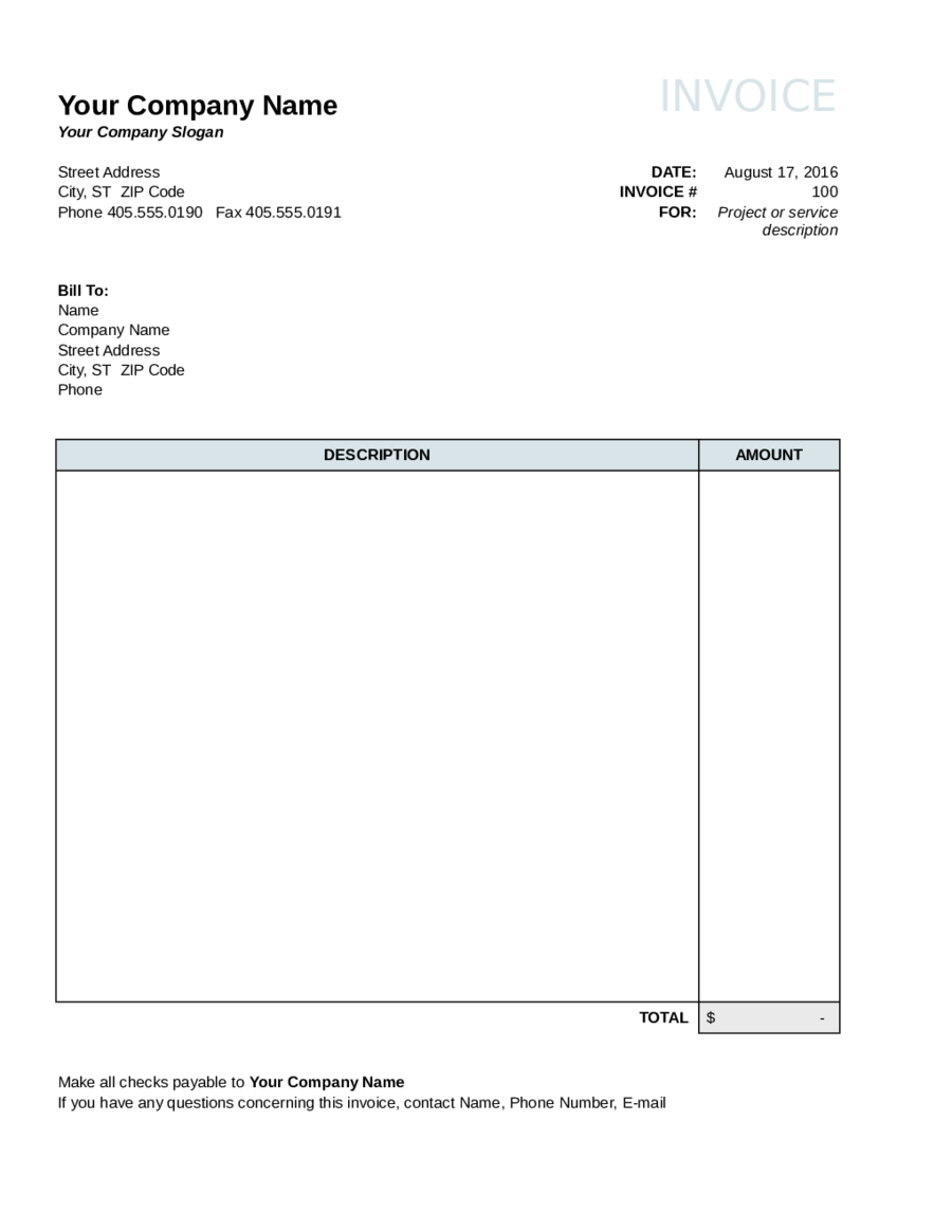 filled invoice sample