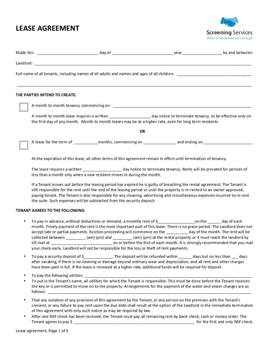 blank easy lease agreements edit fill sign online handypdf