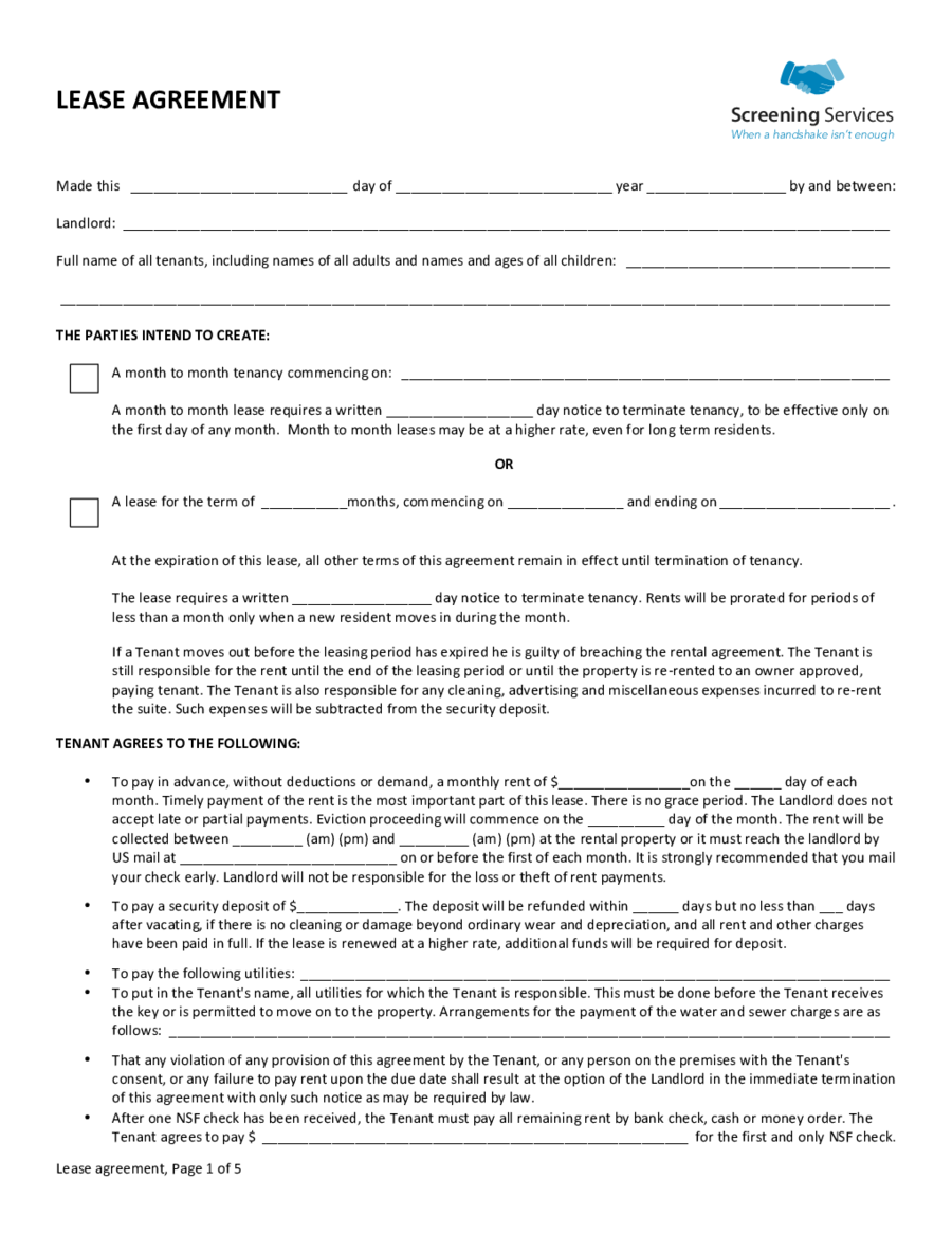 Printable Sample Residential Lease Form Laywers Template Forms 12 
