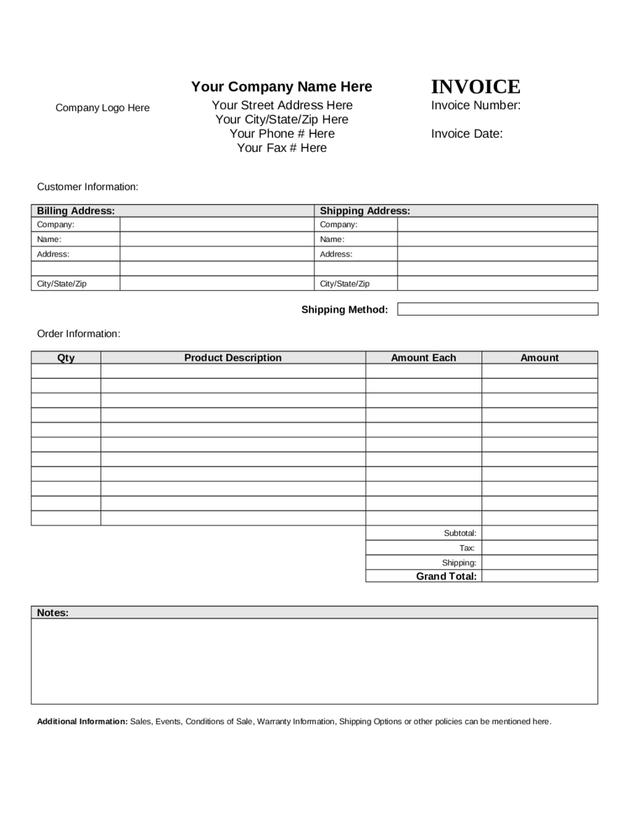 Standard Proforma Invoice Format