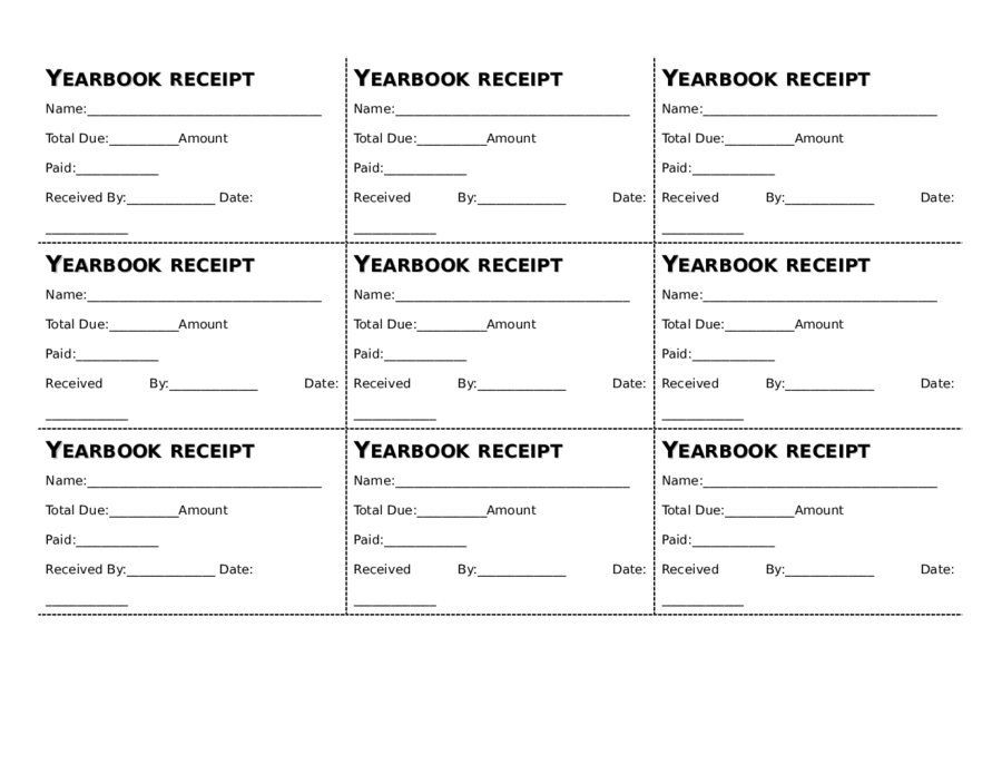 Back-to-School Yearbook Book Sale Receipts