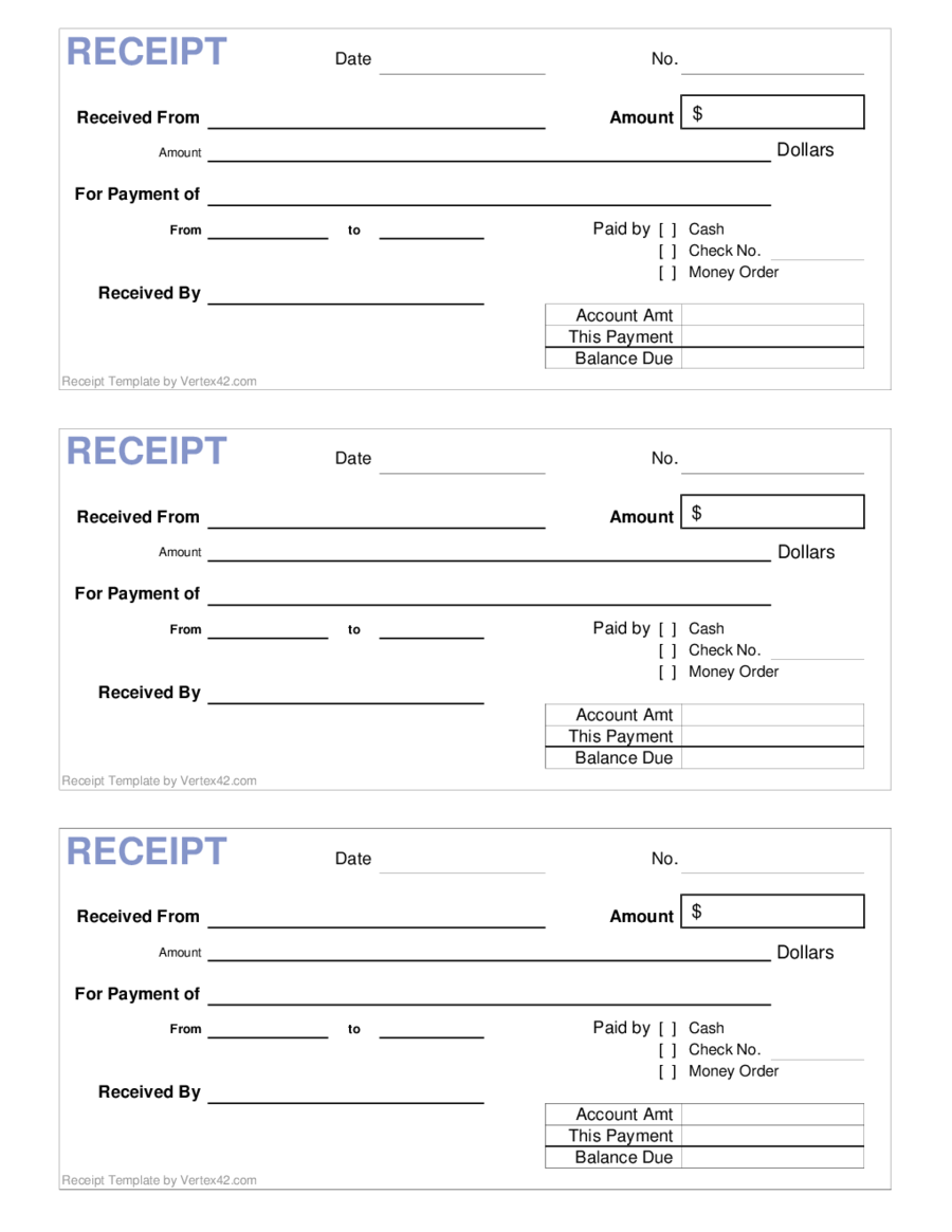 printable template receipt