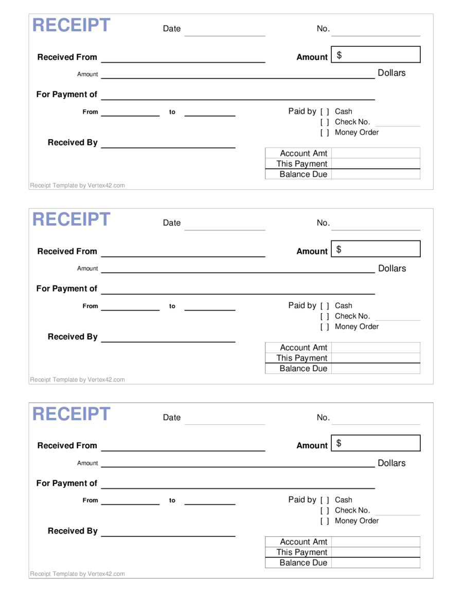 2020 Receipt Template Fillable Printable PDF Forms Handypdf