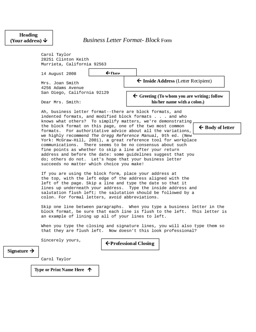 Indented Letter Format Example