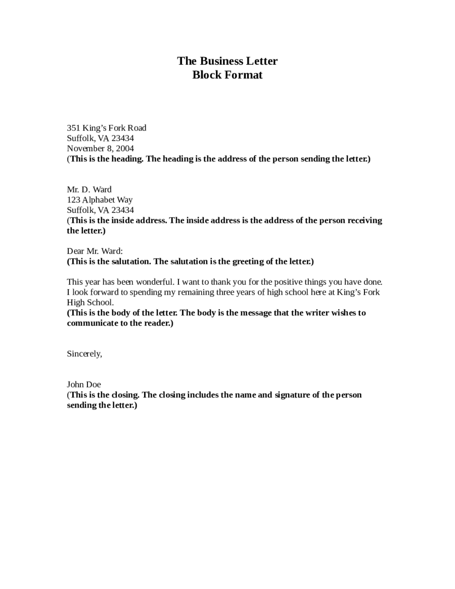 Business Letter Block Format