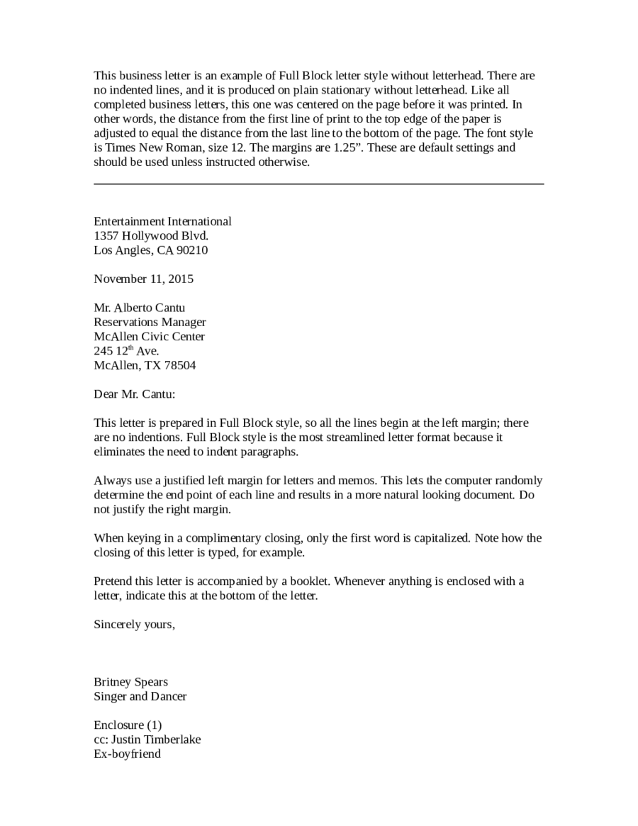 Business Letter Semi Block Format