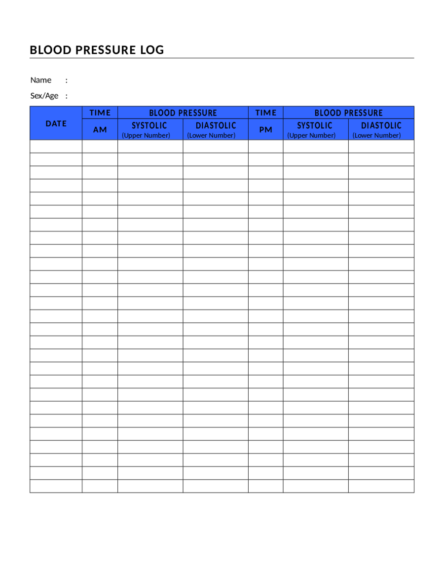 blood pressure monitoring chart printable