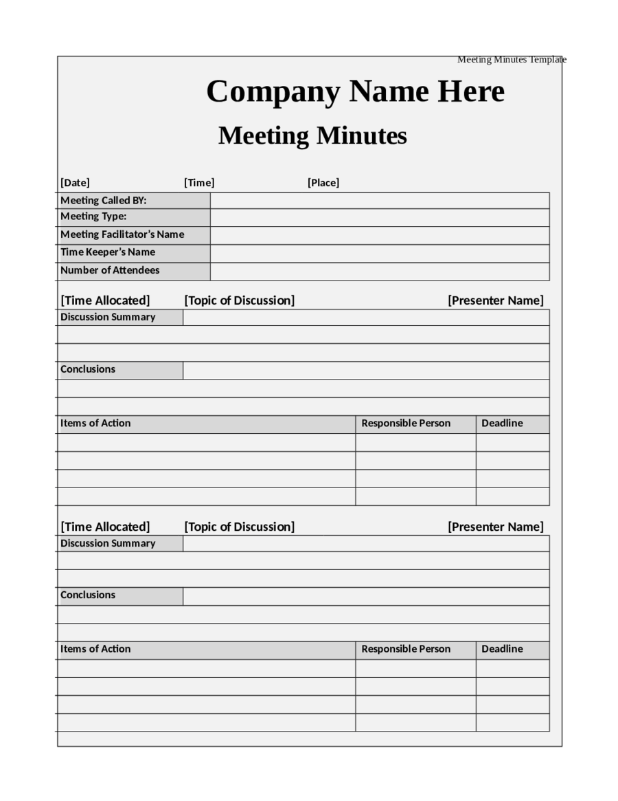 2024 Meeting Minutes Template Fillable, Printable PDF & Forms Handypdf