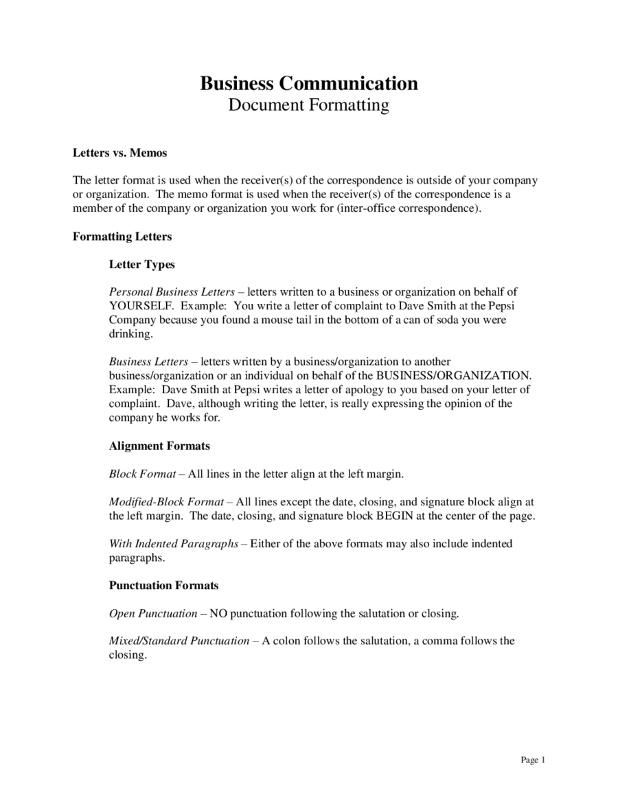Business Communication Document Formatting 