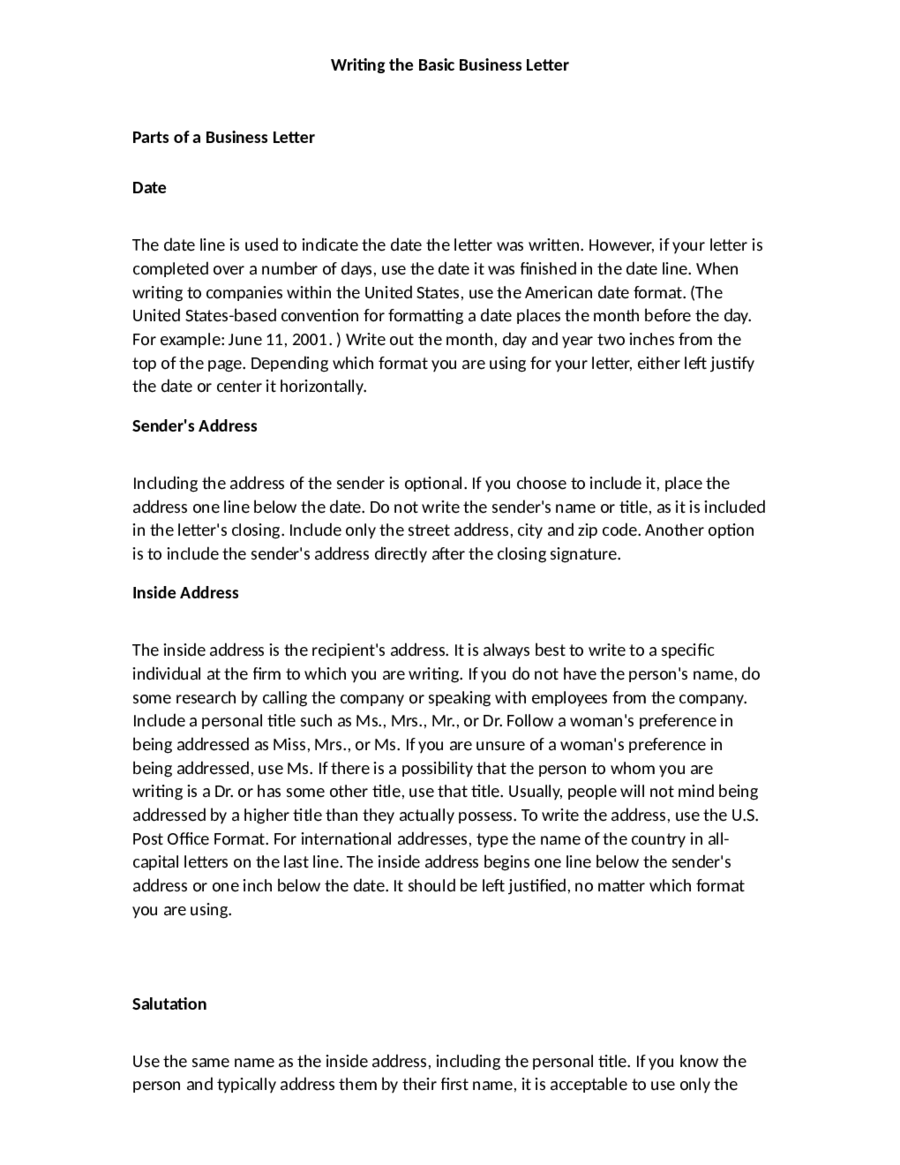 sample of business letter