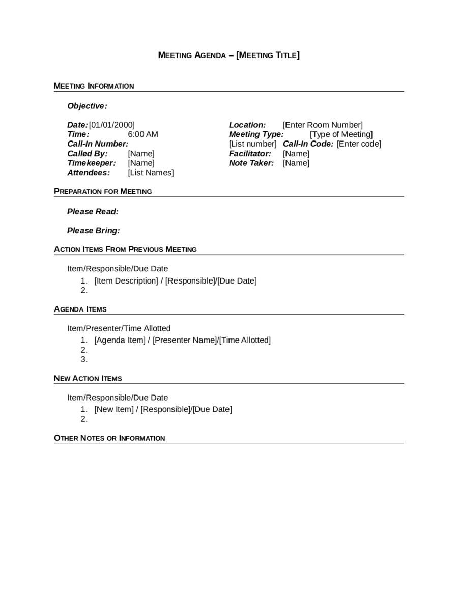 2022 Meeting Agenda Template Fillable Printable Pdf Amp Forms Handypdf 8007 Hot Sexy Girl 5801