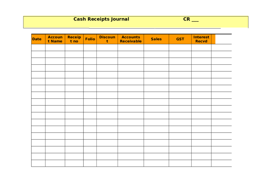 2022 Cash Receipts Journal Template Fillable Printable PDF Forms Handypdf