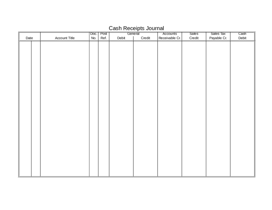 Cash Receipt Journal Template