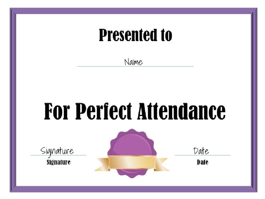 Attendance Certificates For Perfect