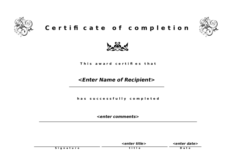Certificate of Completion - Formal