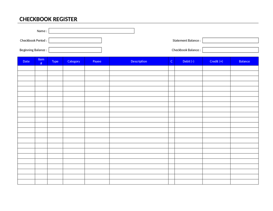 online checkbook register