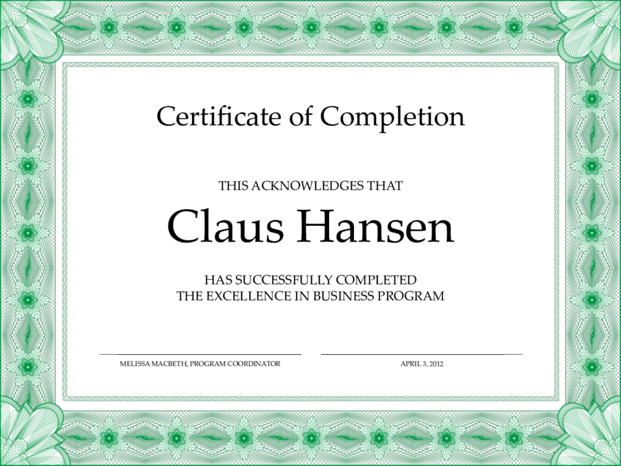 Print Certificate of Completion