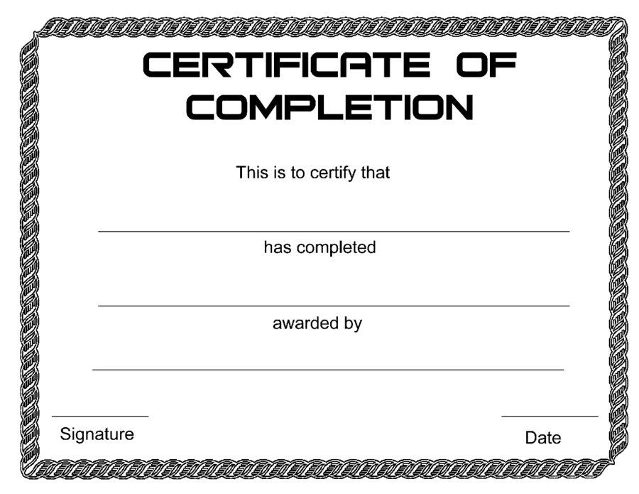 Print Certificate of Completion Form