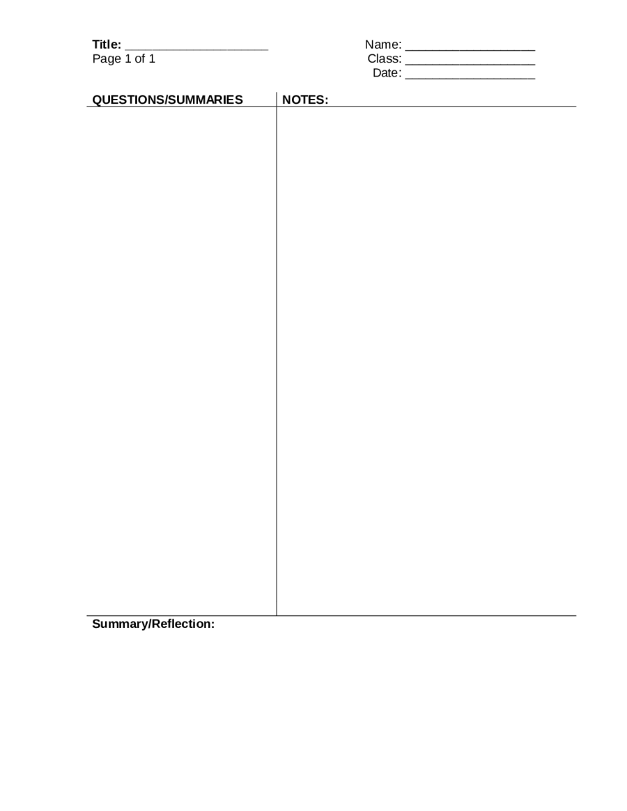 cornell notes format 0385491