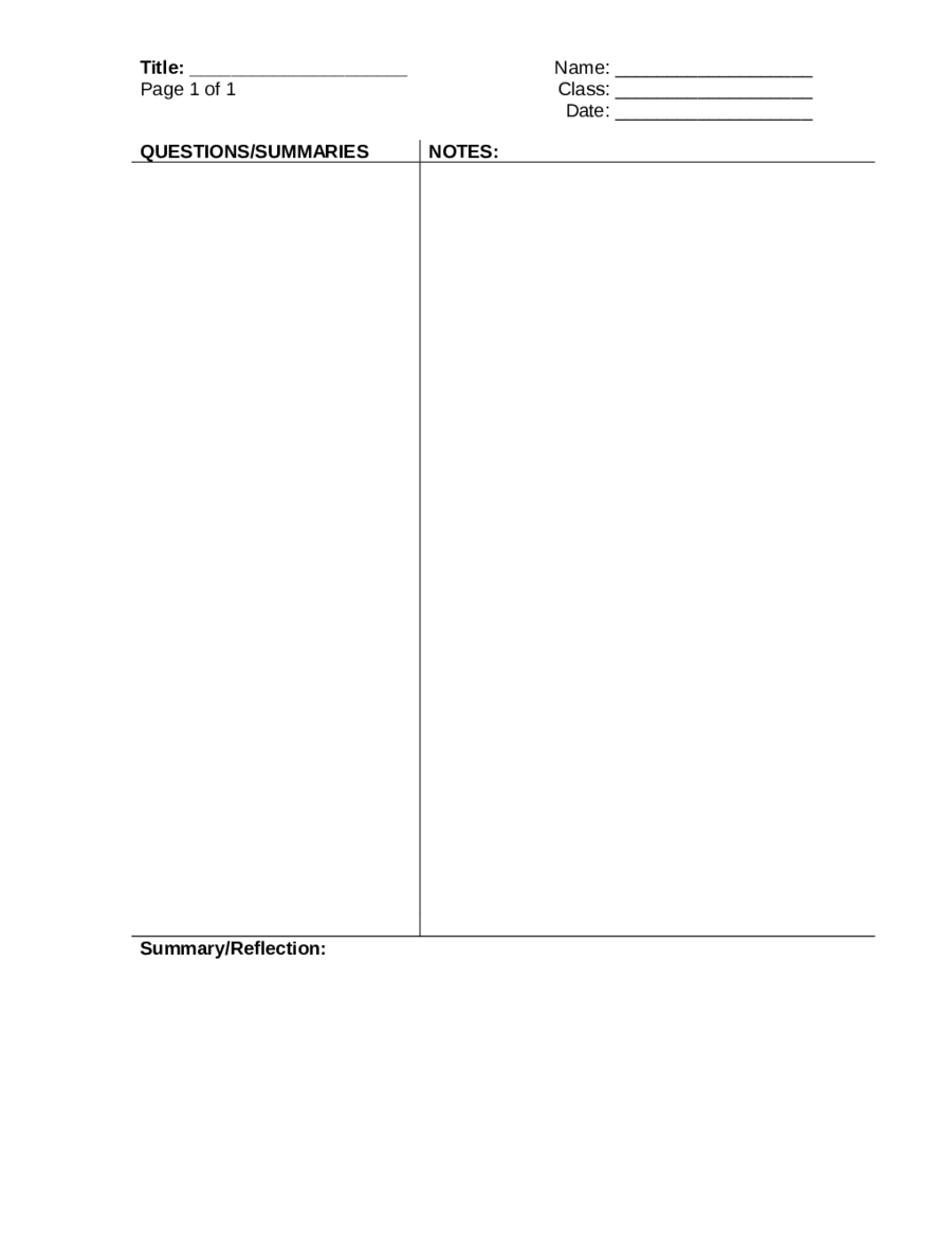 2023 Cornell Notes Template Fillable Printable PDF Forms Handypdf
