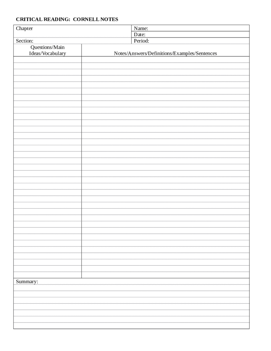 Cornell Note Taking Template Word - Edit, Fill, Sign Online  Handypdf Pertaining To Note Taking Template Word