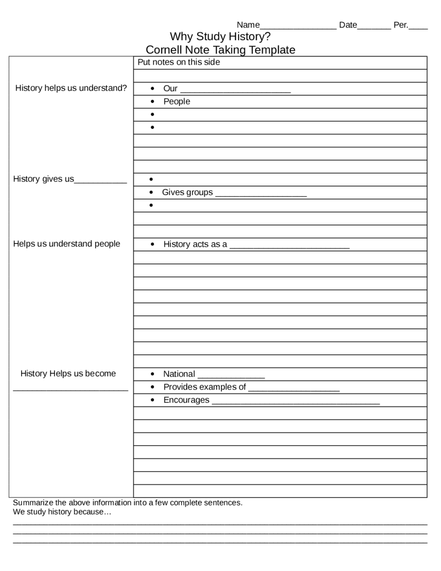 20 Cornell Notes Template - Fillable, Printable PDF & Forms For Lecture Notes Template Word