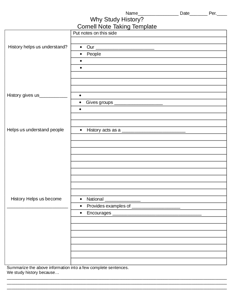 Cornell Note Taking Template Edit, Fill, Sign Online Handypdf