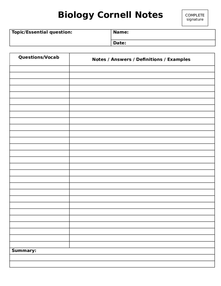 Cornell Notes Template Pdf