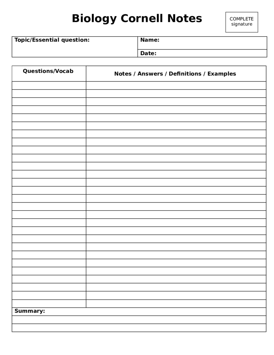 Blank Cornell Notes Template Pdf PDF Template