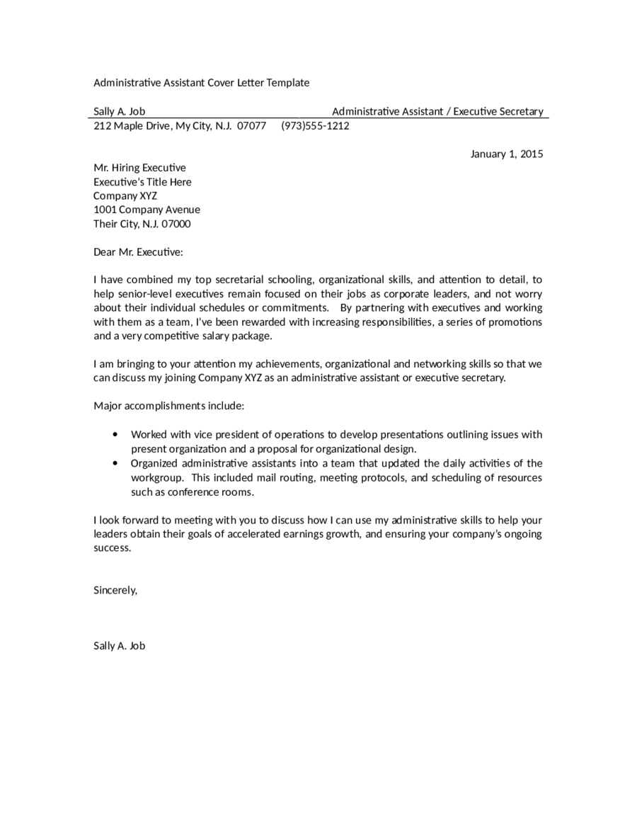 Cover Letter Sample For Admin Assistant from handypdf.com