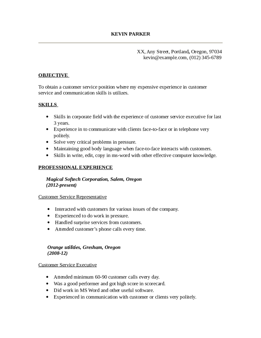 2023-customer-service-resume-fillable-printable-pdf-forms-handypdf