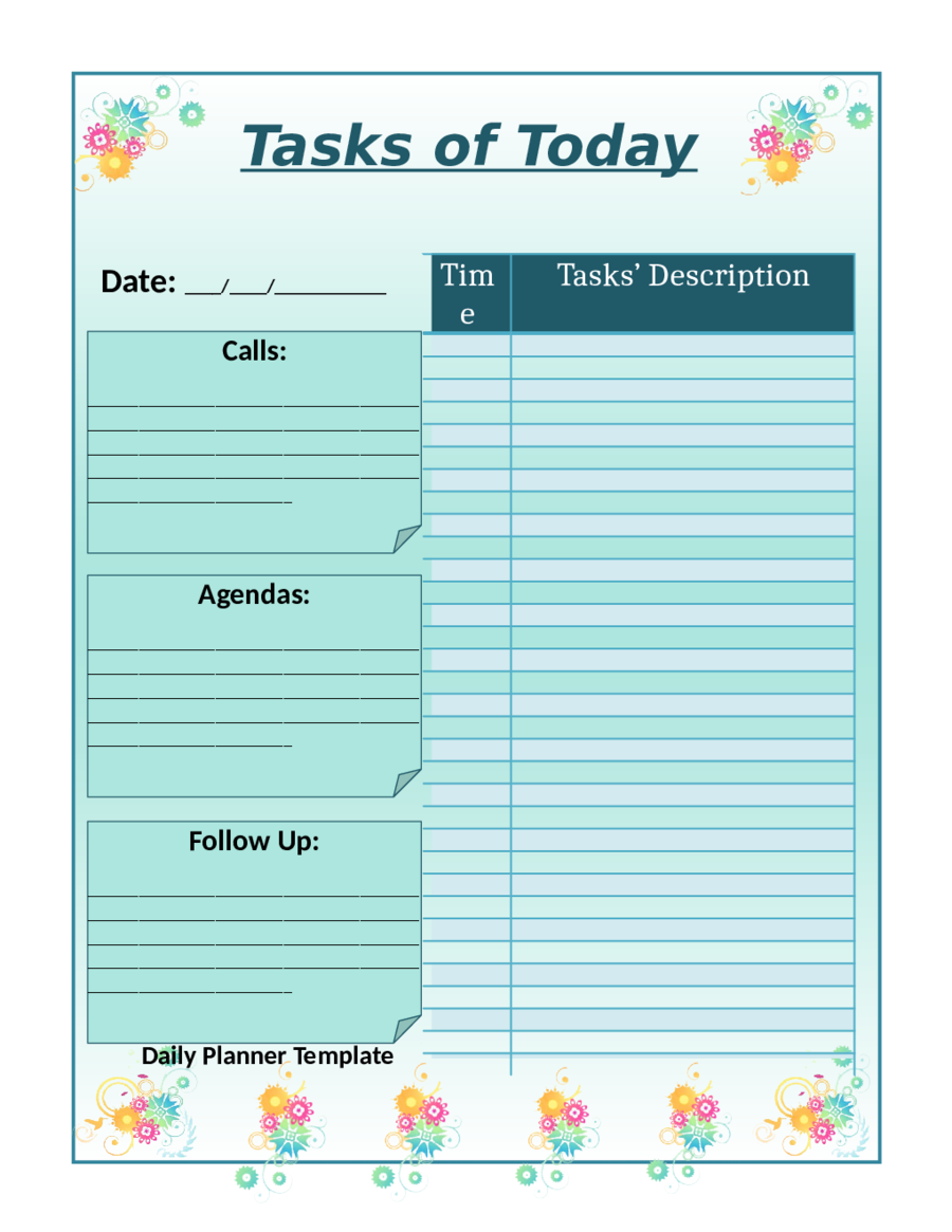 Cute Daily Planner-Tasks of Today