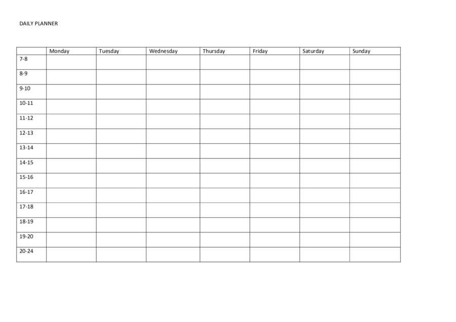 Daily Planner Template english