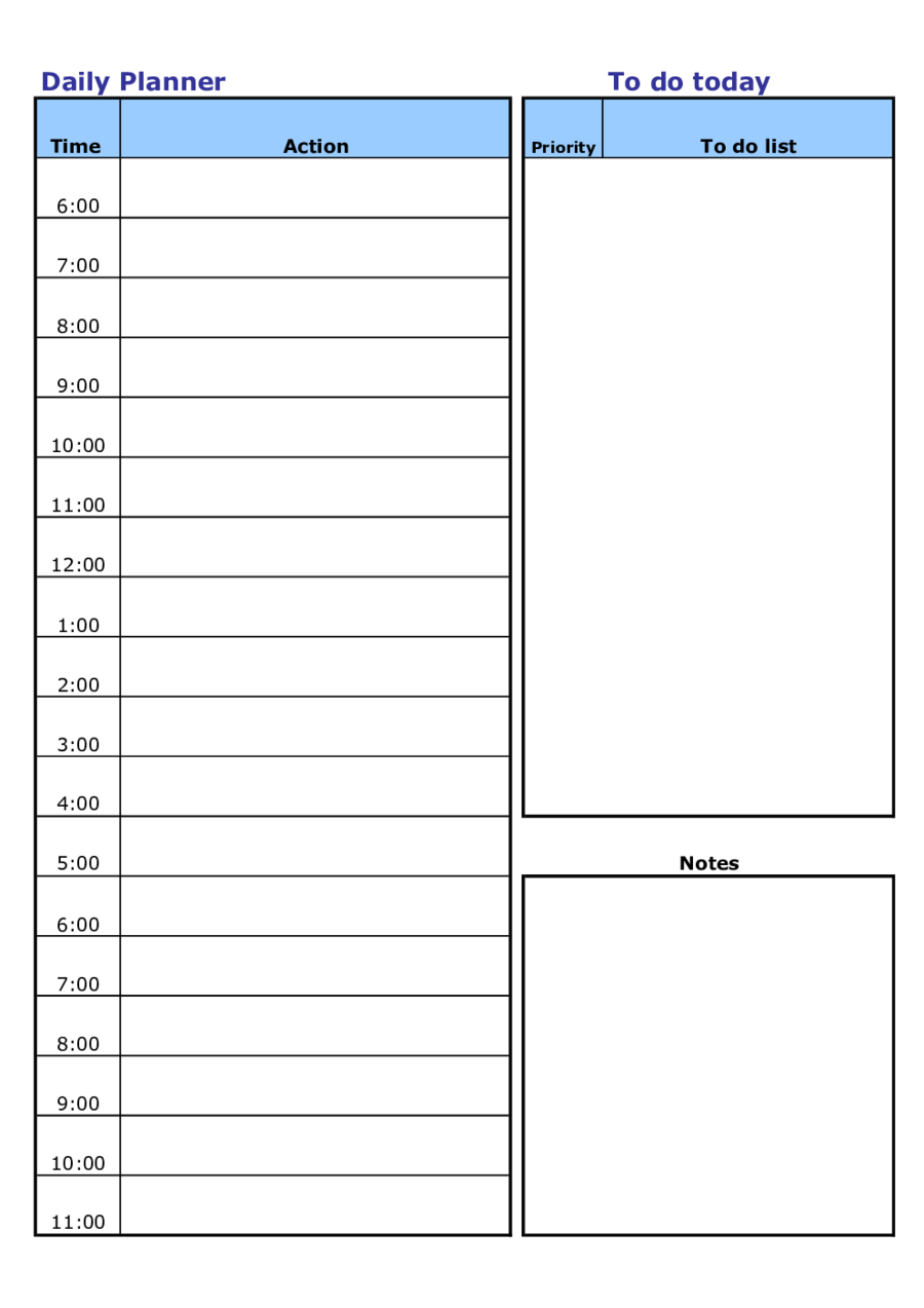 free daily schedule template for kids