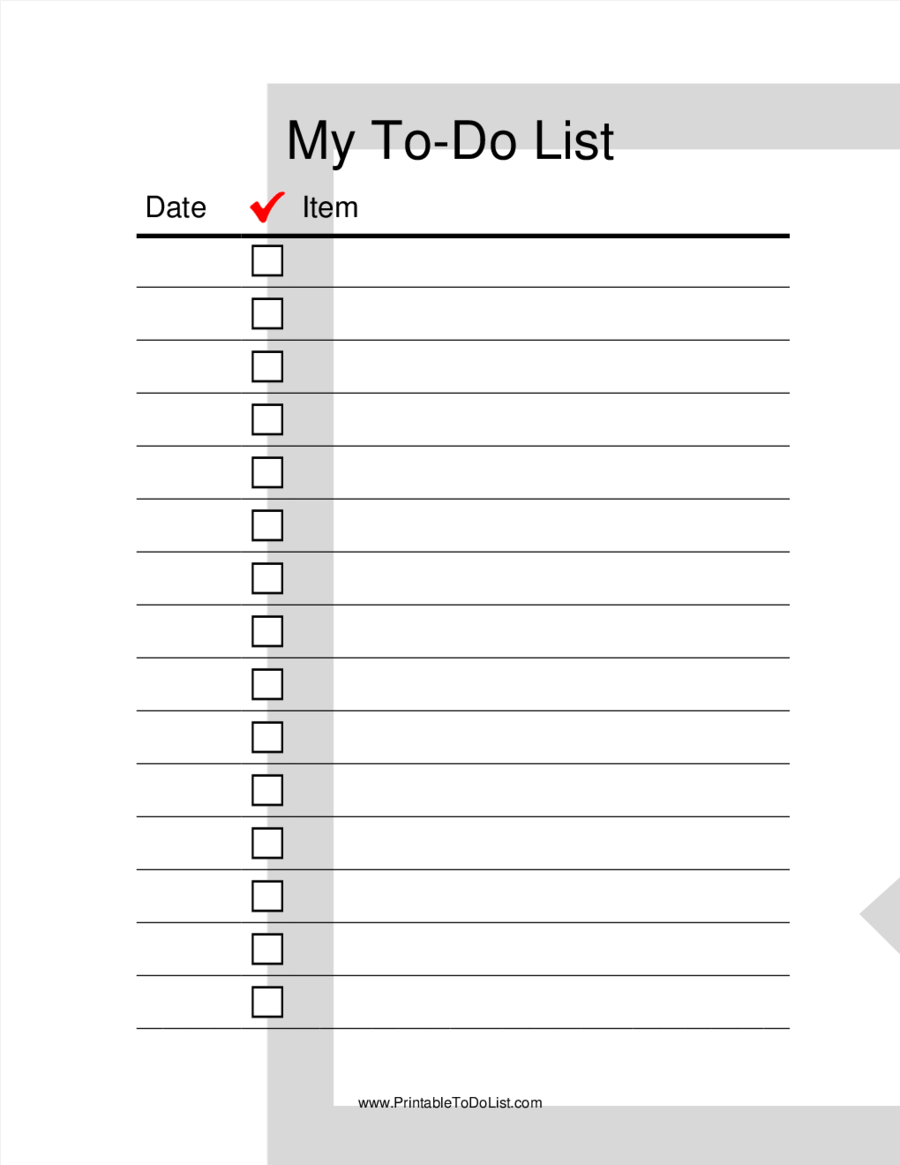 Printable My To Do List