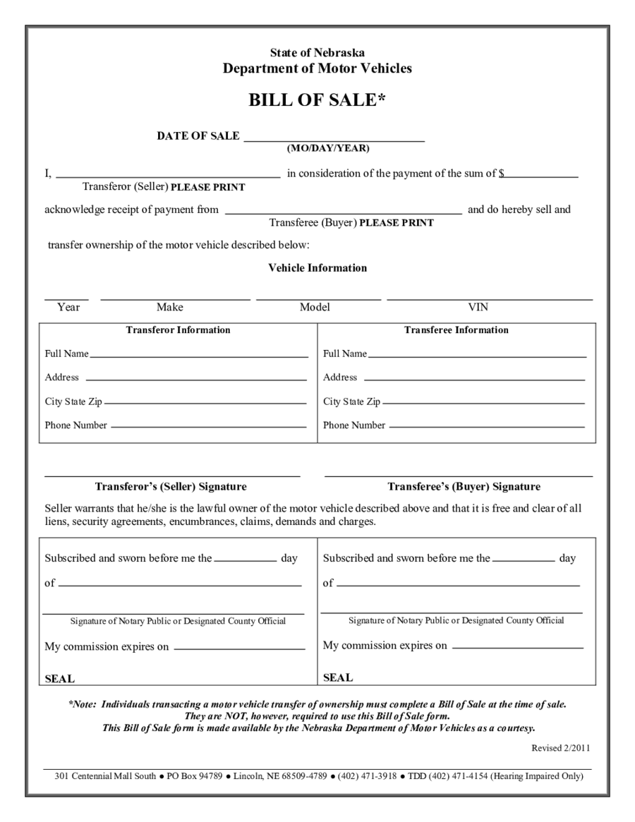 California Bill Of Sale Template Pdf