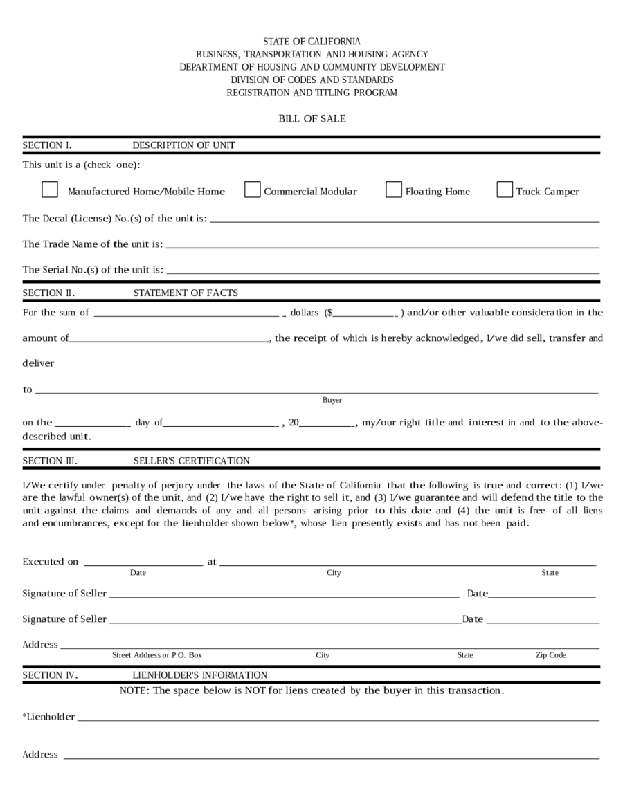 2024 DMV Bill of Sale Form Fillable, Printable PDF & Forms Handypdf