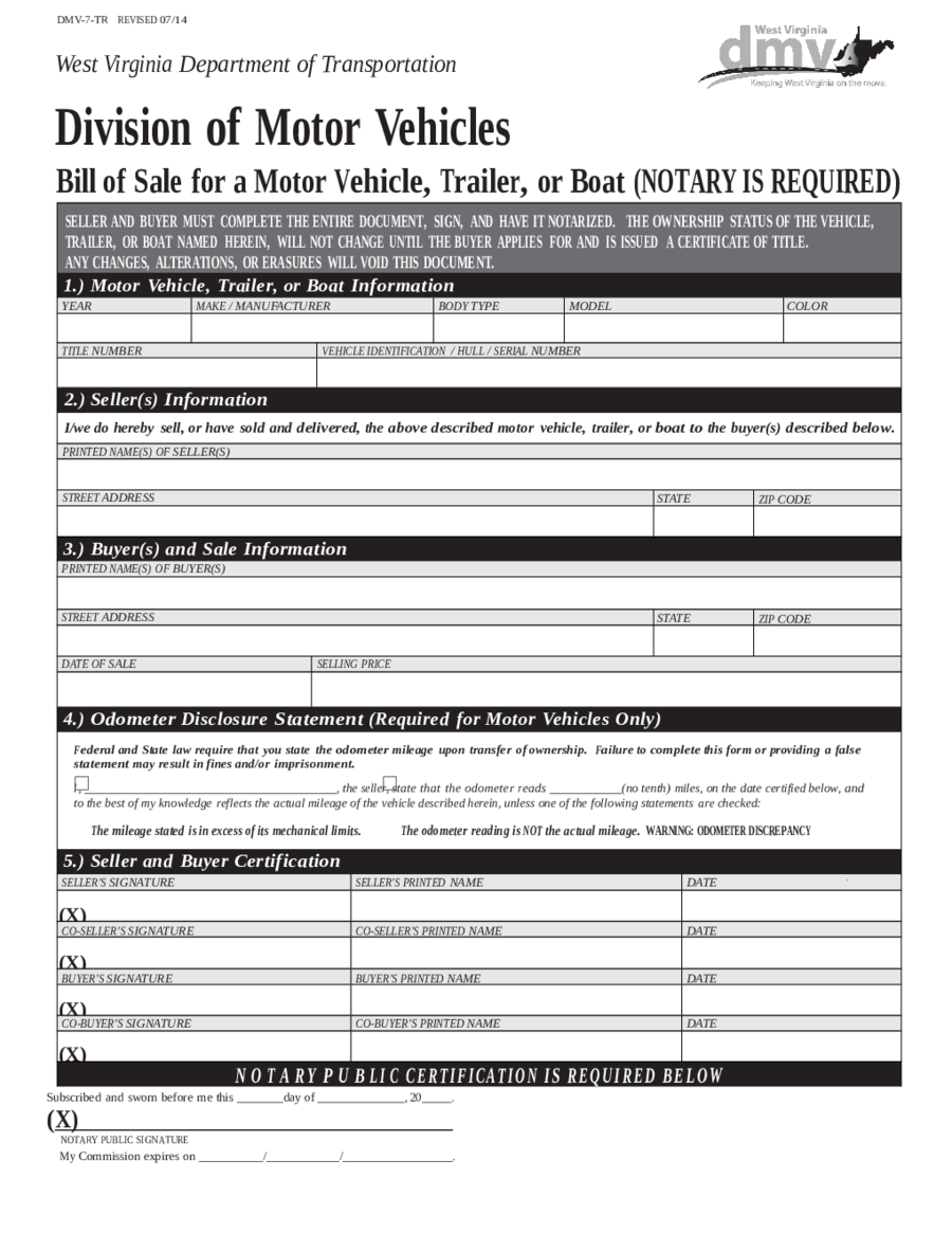 2024 DMV Bill Of Sale Form Fillable Printable PDF Forms Handypdf