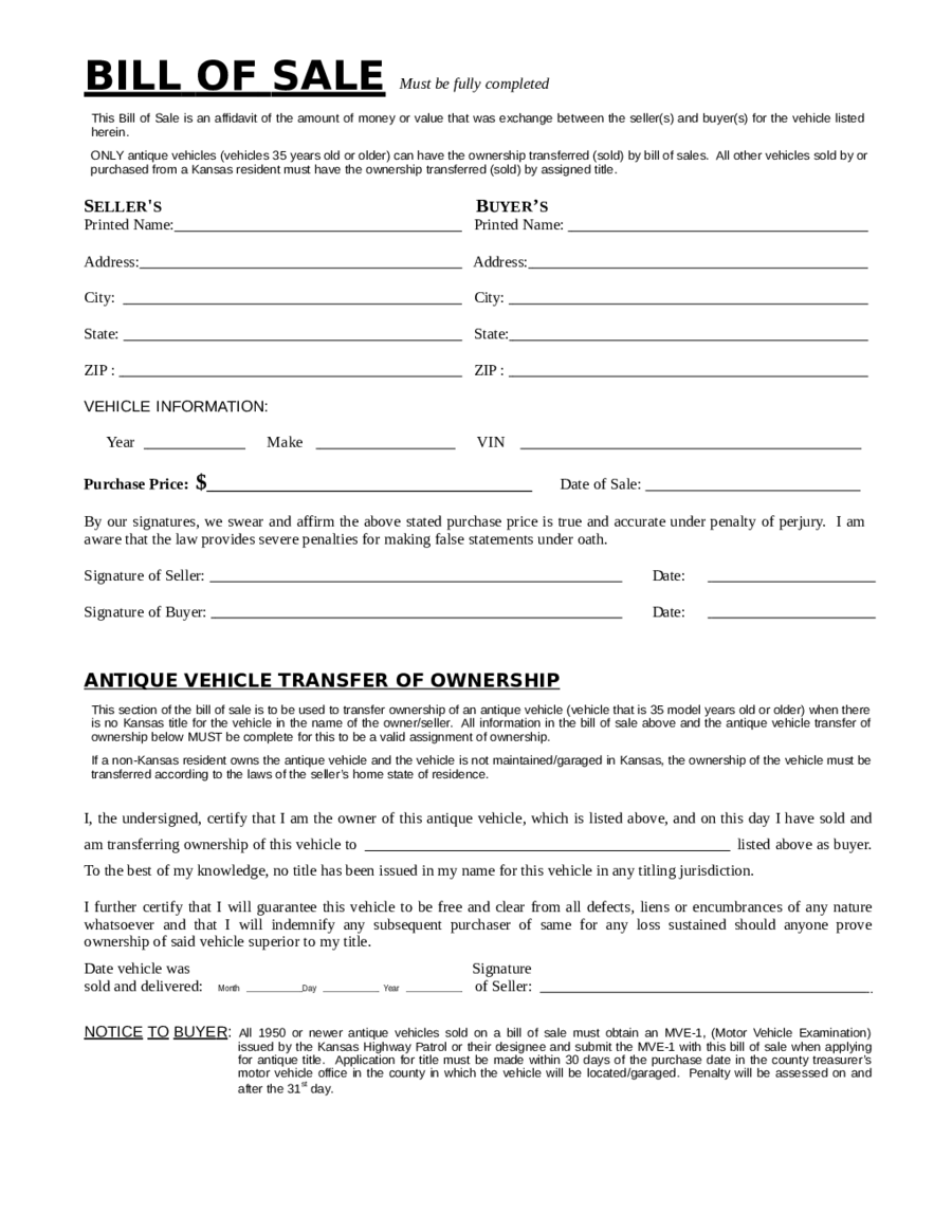 California Bill Of Sale Template Pdf PDF Template