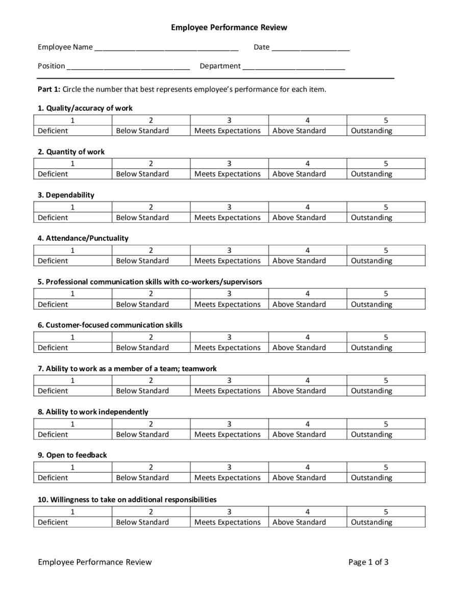 2024 Employee Evaluation Form - Fillable, Printable PDF & Forms | Handypdf