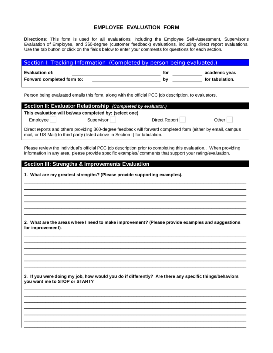 Free Fillable Employee Review Form Printable Forms Free Online 9730