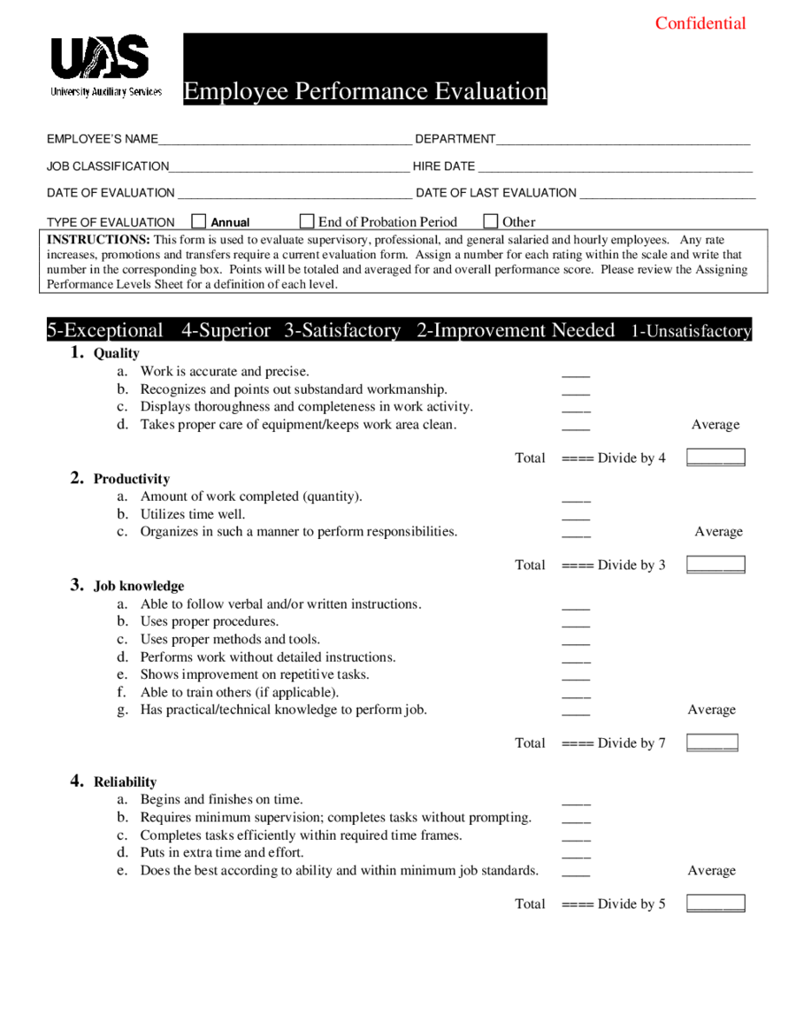 2023 Employee Evaluation Form Fillable Printable PDF Forms Handypdf