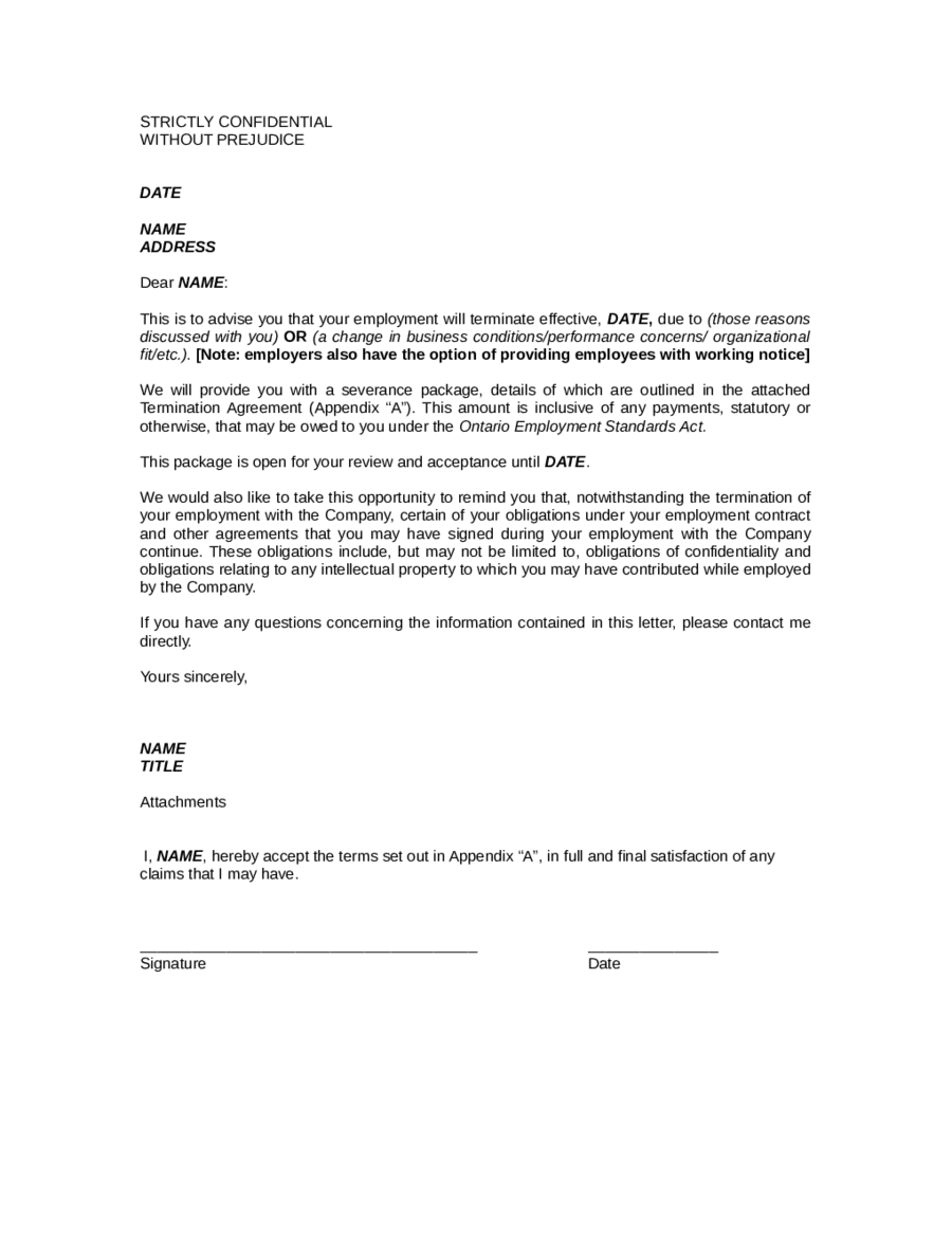 Employee Termination Letter Template Free
