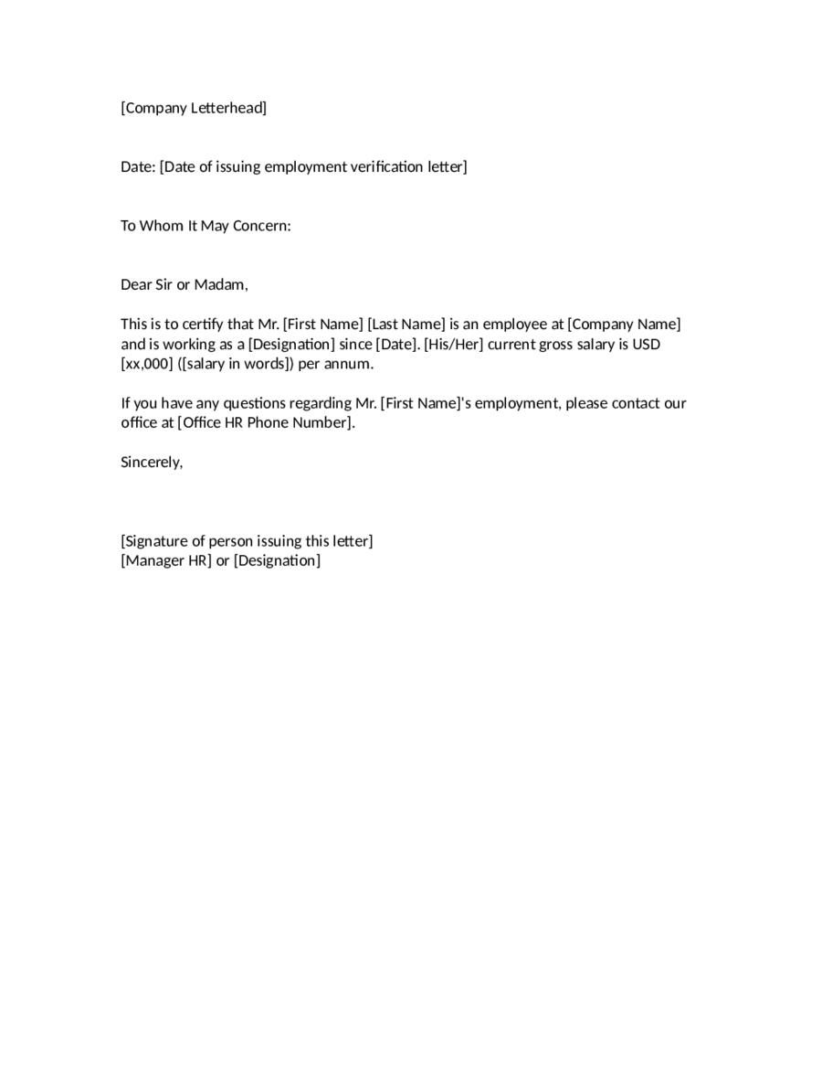 2020 proof of employment letter fillable printable pdf forms