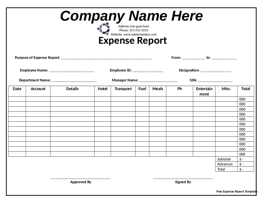 Expense Reimbursement Form Edit Fill Sign Online Handypdf