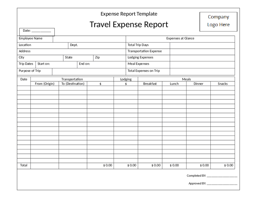 Simple Expense Report Form