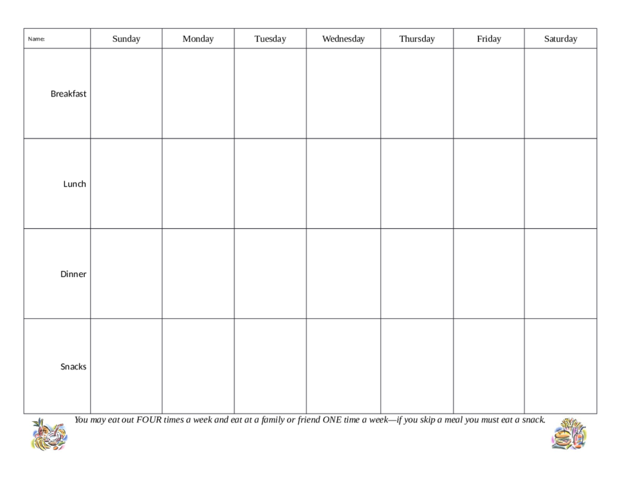 Form Fillable Meal Planning Printable Forms Free Online 2479