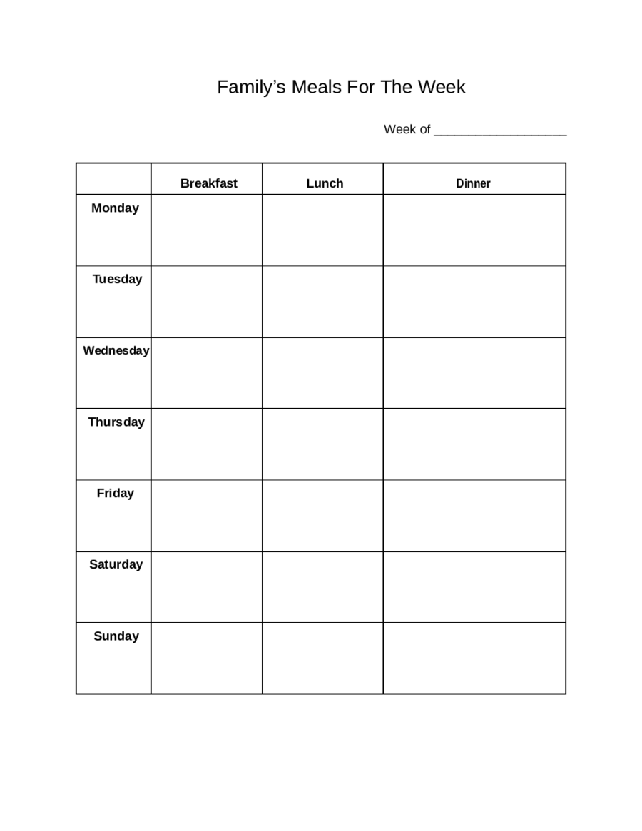  Daily Family Meal Planner Edit Fill Sign Online Handypdf